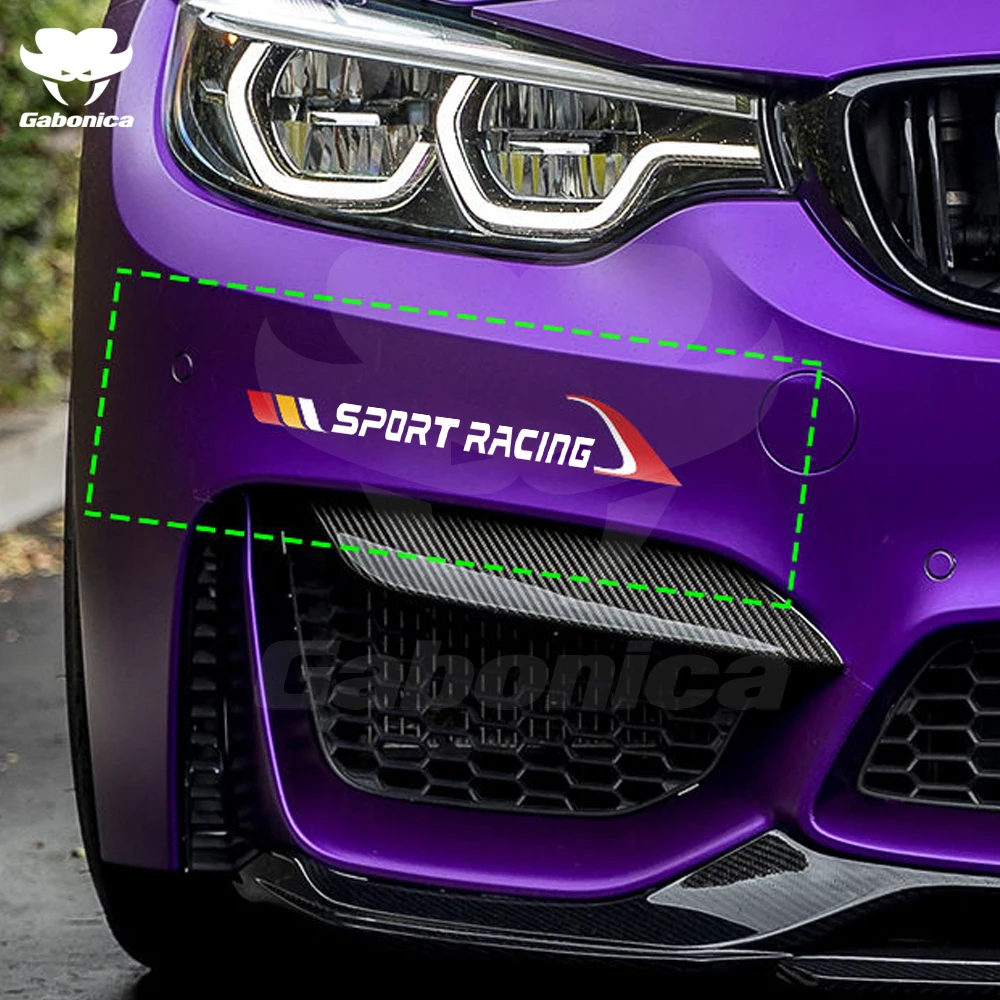 2pcs Sport Racing decal Car front bumper sticker accessories For Audi TT A1 A3 A4 A5 A6 A7 A8 B5 B6 B7 B8 C5 C6 Q2 Q3 Q5 Q7 R8