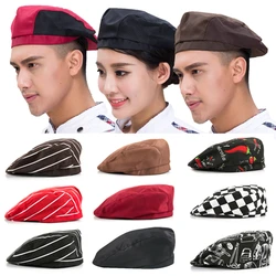 Chef Hat Food Service Work Wear Uniform Kitchen Restaurant Cloth Cap Elastic Chili Print Berets Cook Chef's Hats