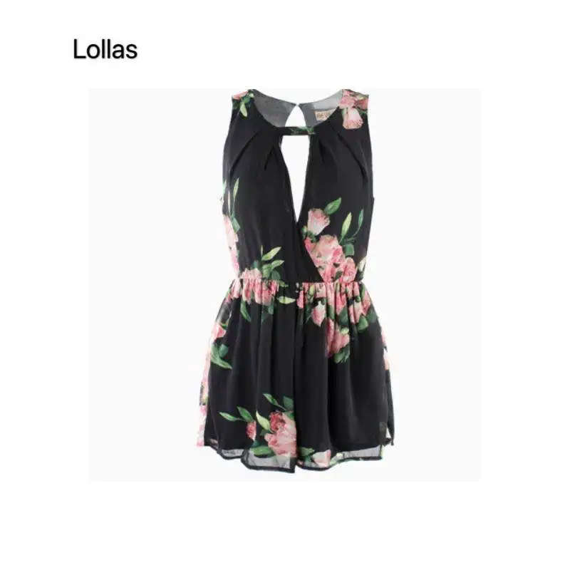 women Bohemia flower floral print sleeveless Rompers