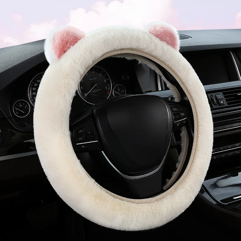 Fashion Bear Car Steering Wheel Cover Volant Plush Cartoon Car styling Braid on the Steering-wheel Funda volante 4 Colors Plush