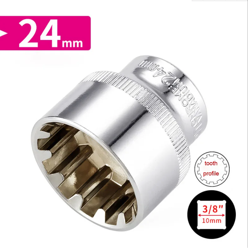 3/8 "Drive 12 Point Douille Courte Bit 6-24mm Cliquet Enroulé 12 Dents Douille Enroulée CR-V Ensemble De Soccket pour Voiture Auto Réparation Outil À Main