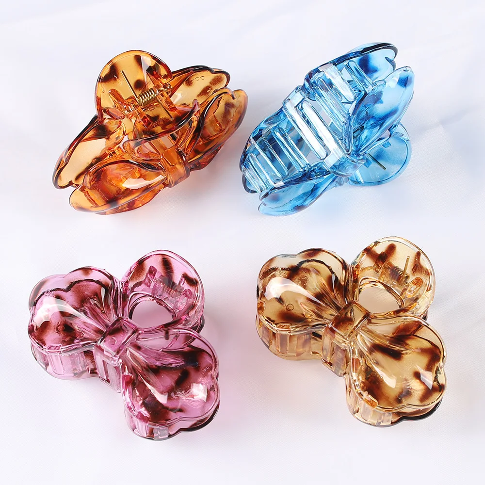 Jepit Rambut Besar Ujung Alat Mandi Macan Tutul Jepit Rambut Wanita Perempuan Jepit Rambut Jepit Rambut Kepiting Busur Plastik Aksesori Rambut Jepit Rambut