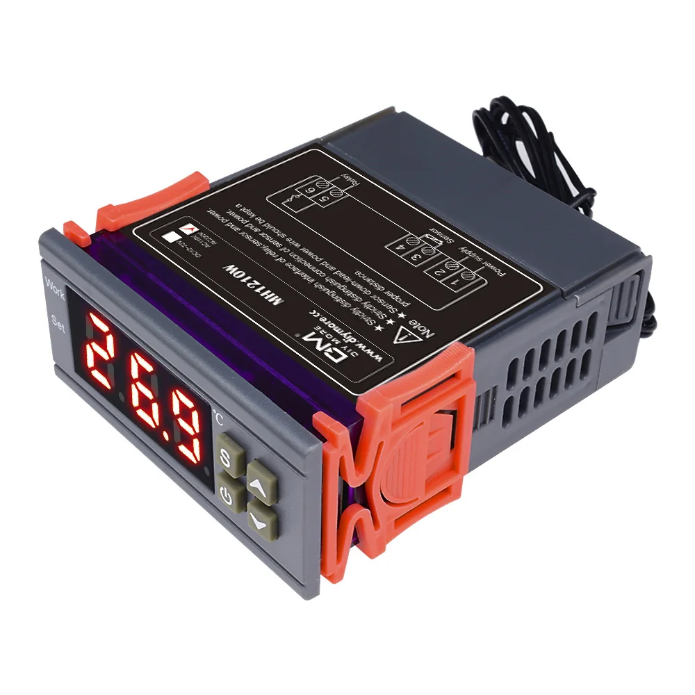 Controlador de Temperatura com Sensor Controle de Resfriamento de Aquecimento Mh1210w dc 12v 24v ac 90250v 10a 220v Regulador Termostato com Sensor50110c