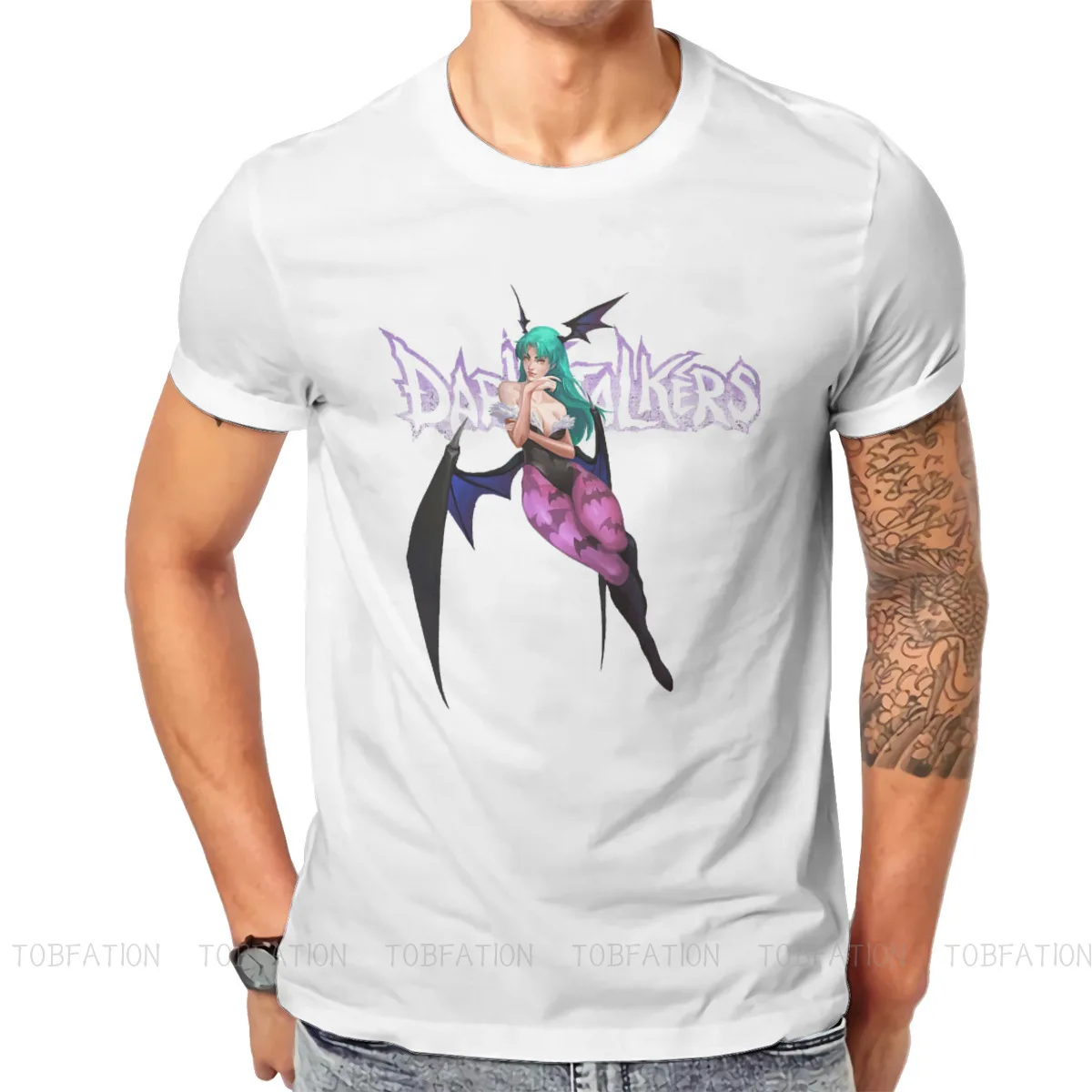 Darkstalkers Vampire Vanpaia Game Crewneck TShirts Morrigan Aensland Distinctive Men\'s T Shirt New Trend Tops 6XL