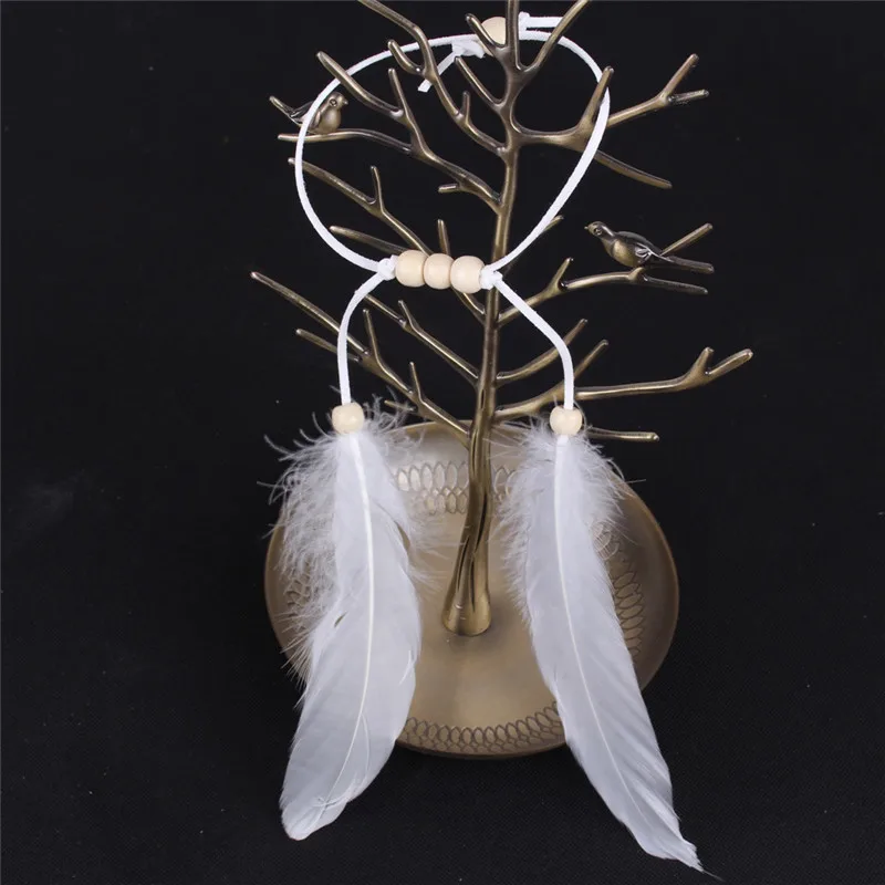 The Indian white Feather Headband Headdress Hair Rope Headwear Tribal Hippie Handmade Hair Accessories for Women 07