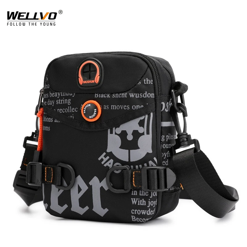 Multifunctional Messenger Bag Waterproof Graffiti Letter Crossbody Shoulder Bags Waist Packs Phone Fanny Bag Earphone Hole XA18C