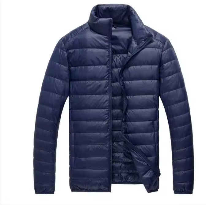 스타일리시한 블루 다운 재킷