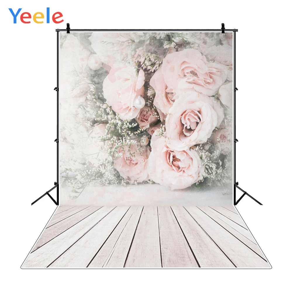 Yeele Pink Wall Flowers Rose Wood Photo Background Photophone Pinewood Photography Backdrops Studio Shoots for Baby Newborn Cake