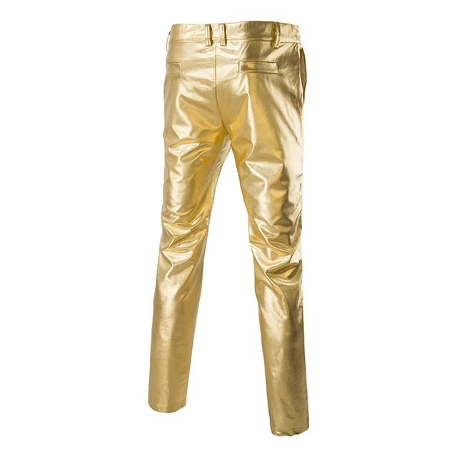 Gold shiny pants best sale