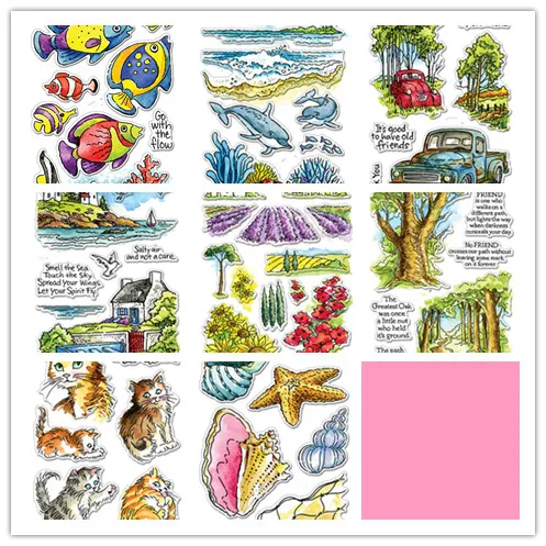 8 design Seagull fish cat stamp Clear Stamp for Scrapbooking Transparent Silicone Rubber DIY Photo Album Decor 1190