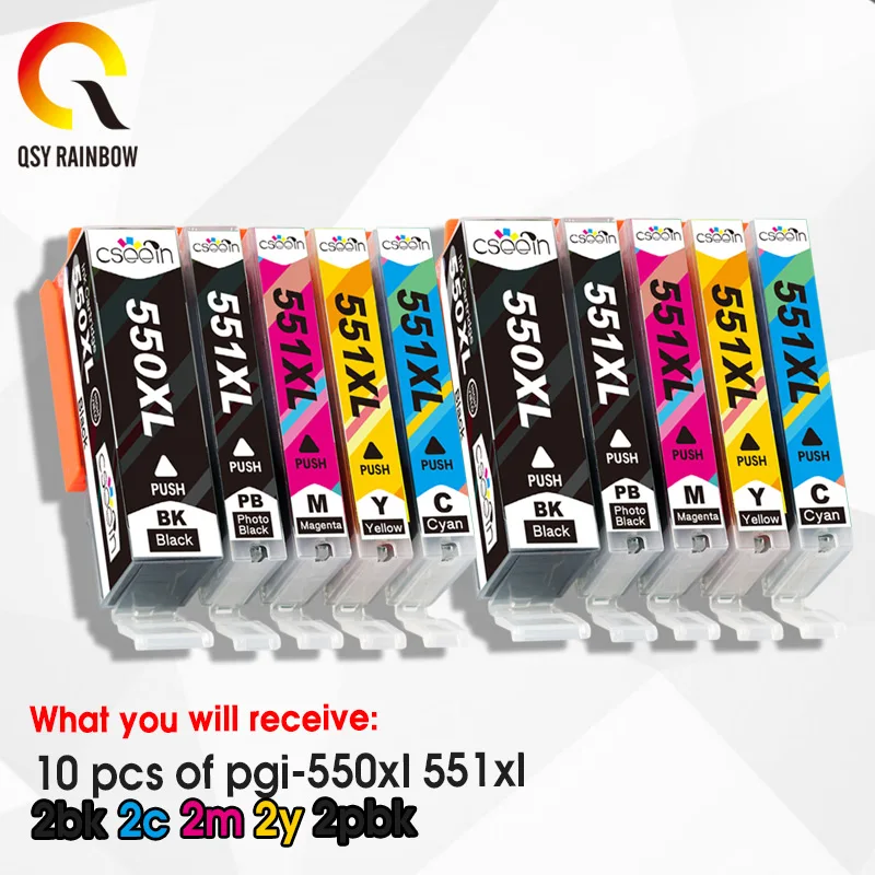 PGI550 CLI551 FOR Canon 10 XL Ink Cartridges PGI 550 CLI 551 for Pixma iP7250 MG5450 MG5550 MG5650 MG5655 MG6350 MG6450 MX925