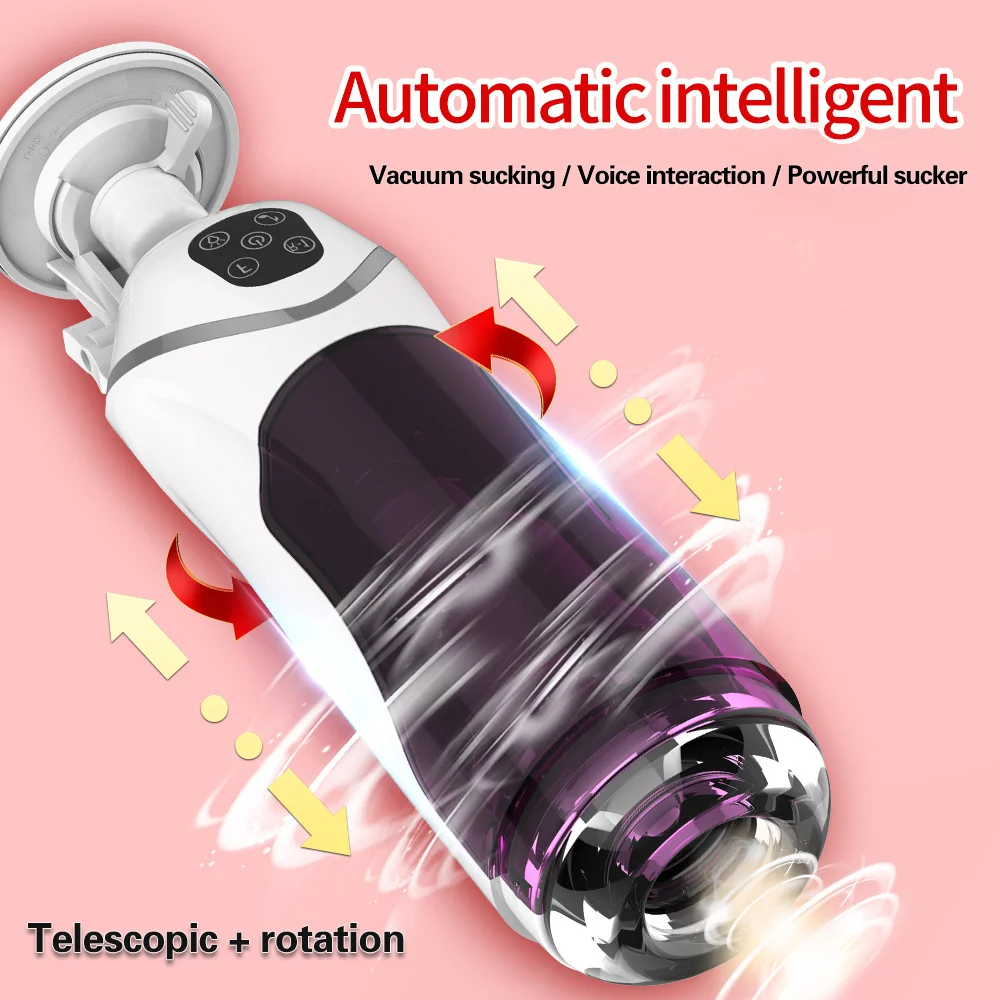 Blowjob Masturbator For Man Automatic Piston Telescopic Rotation Male Masturbation Cup Penis Sucker Vibrtors Handsfree Sex Shop