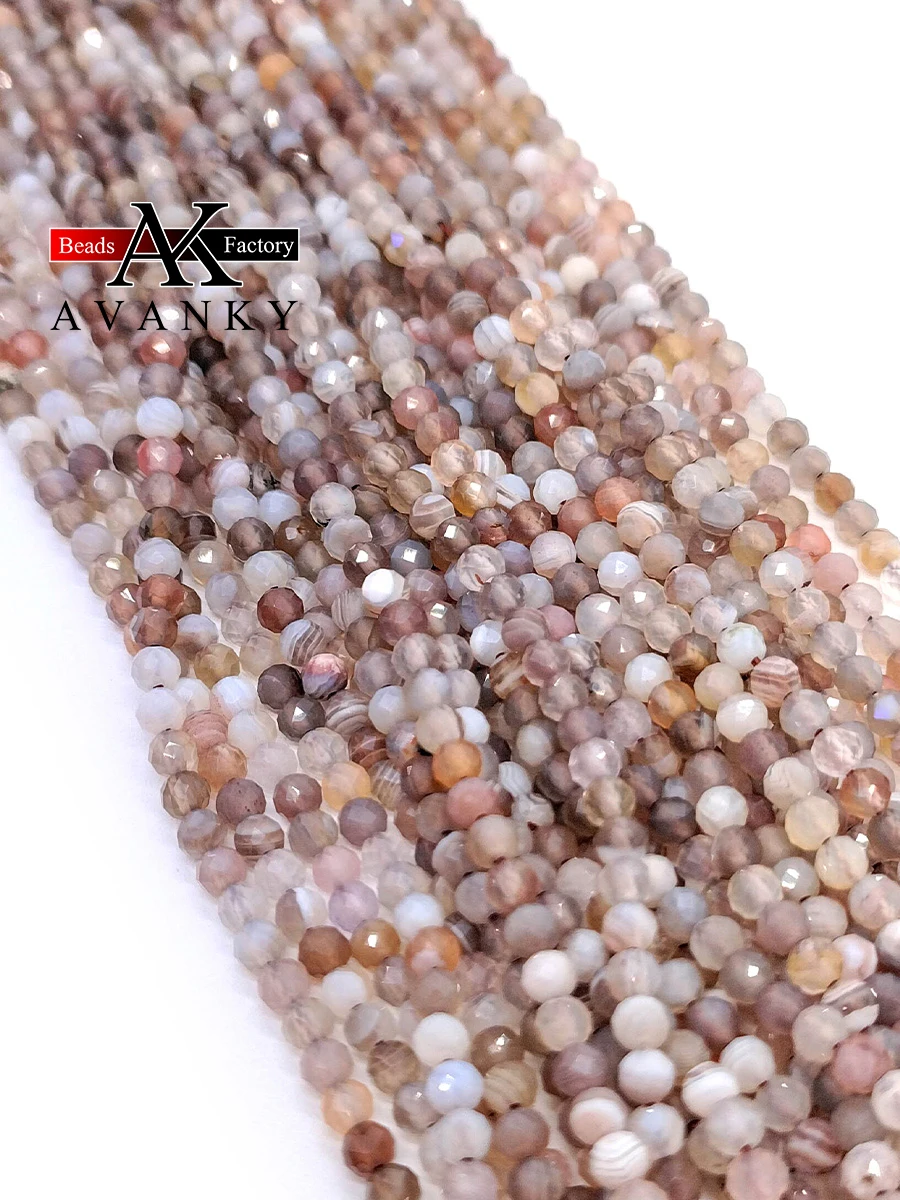 Wholesale Natural Stone Botswana Sardonyx Agates Faceted Loose Beads 2 3 4MM for Braceet Necklace Making 15\