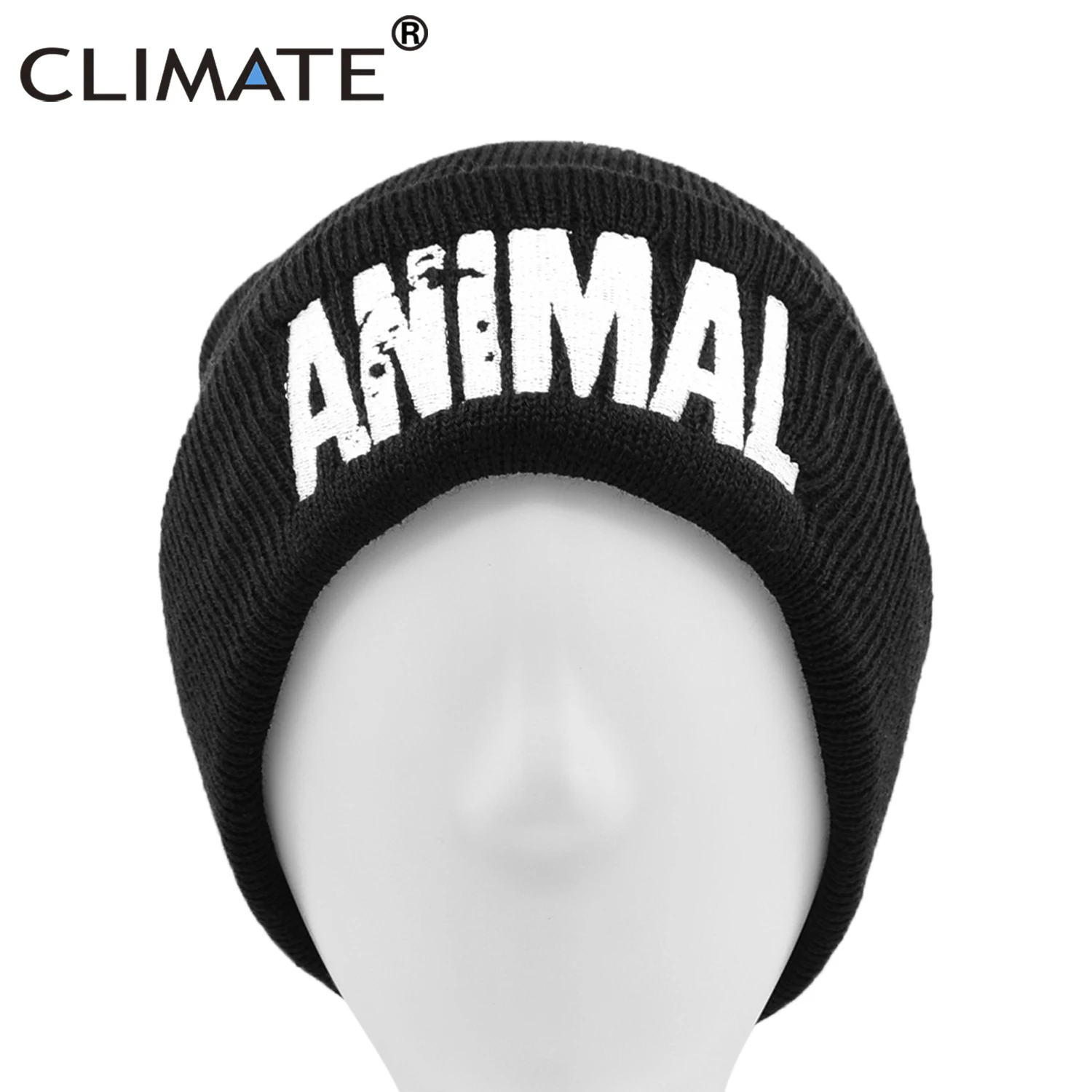 CLIMATE Men\'s Winter Hat Fitness Beanie GYM for Men Fitness Warm Beanie Cool Hat Winter for Man Mens Beanie Animal Logo Fit Hat