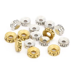 50pcs/lot Round Rondelle Spacer Beads Silver Gold Color Alloy Loose Charm Beads for Jewelry Making Bracelet DIY Accessories