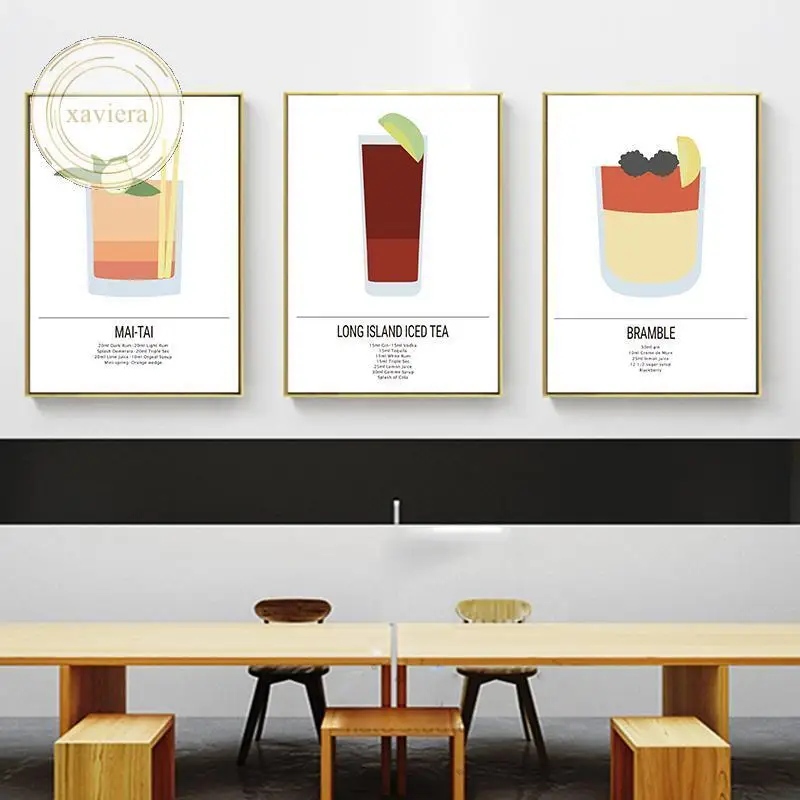 Cocktail Menu Art Poster Modern Alcohol Bartending Recipe Canvas Painting Cafe Shop Bar Wall Prints Decoration Kitchen Pictures