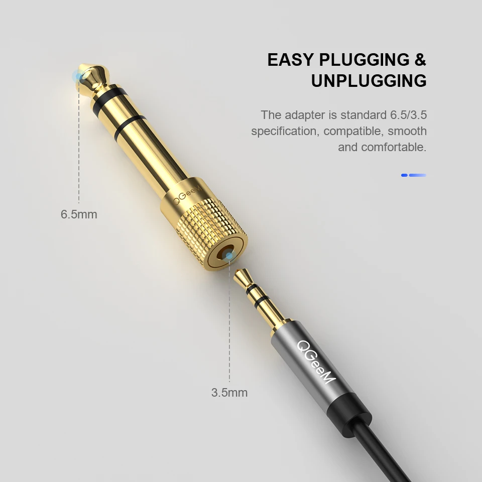 QGeeM Martinetti 6.5 6.35 millimetri Spina Maschio a 3.5mm Femmina Connettore Amplificatore Per Cuffie Audio Adattatore Microfono AUX 6.3 3.5 millimetri Convertitore