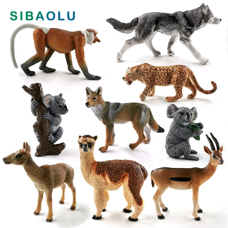 Koala Wolf Deer Leopard Alpaca Antelope Monkey animal model figurines home decor miniature fairy garden decoration accessories