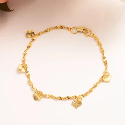 New 21cm Heart Pendant Bracelet Man Women Kids Girls Chain Gold Color Diy Charm Chains Jewelry Gift
