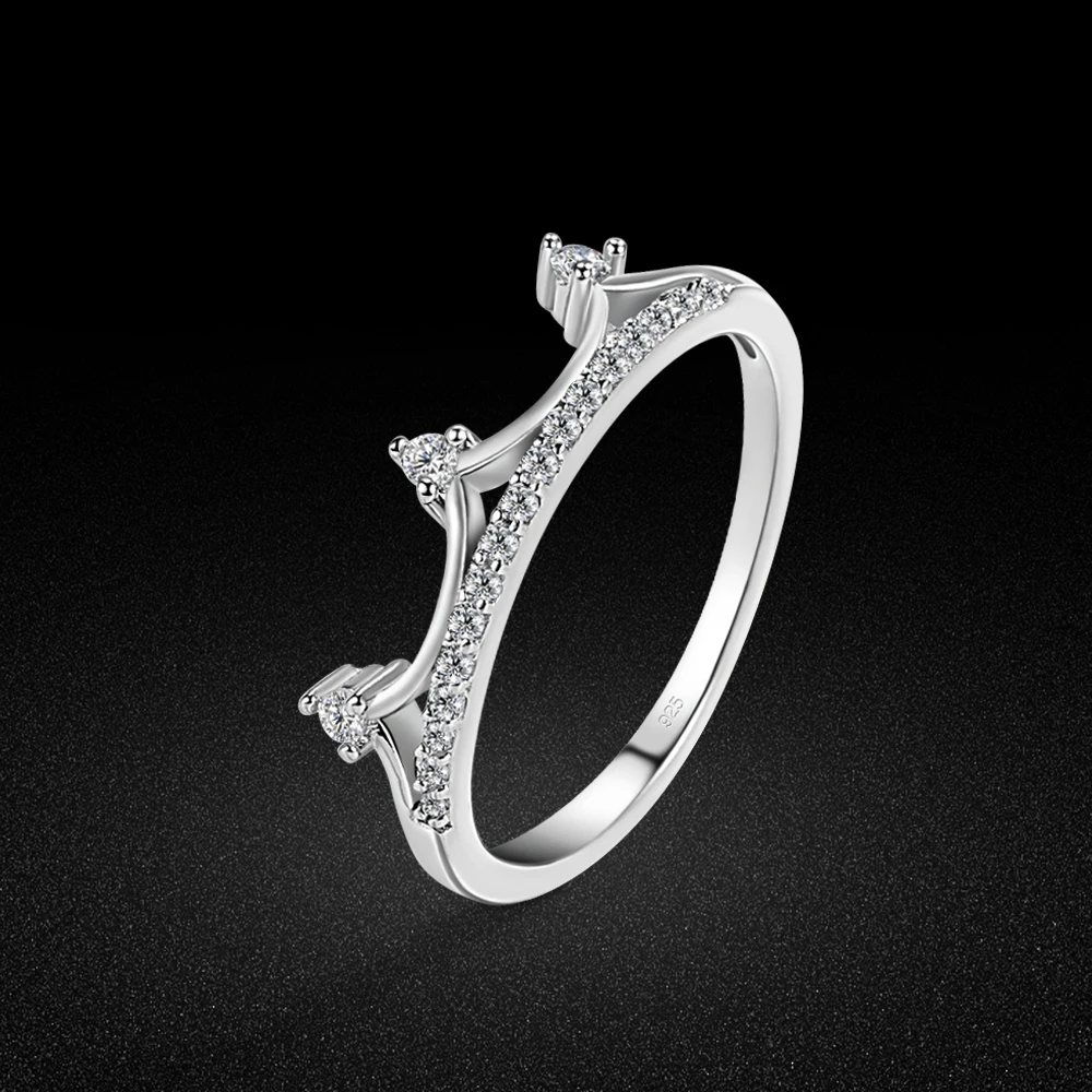 

Trend Women's 925 Sterling Silver Ring Size 6-8 with AAA Cubic Zircon Inlay Crown Design Charm Jewelry for Wedding Gift