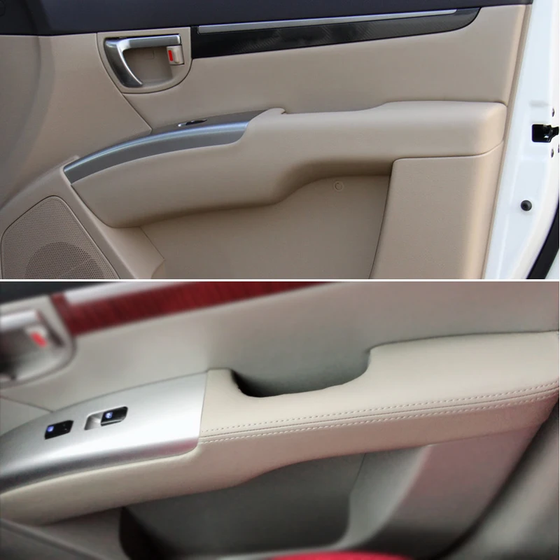 Car Microfiber Leather Door Armrest Panel Cover Interior Sticker Trim For Hyundai Santa Fe 2006 2007 2008 2009 2010 2011 2012