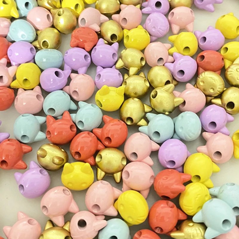 20pcs about 13mm Cute Cat Shape Acrylic Loose Spacer Beads Jewelry Making Bracelet Pendant Earring DIY Accessory
