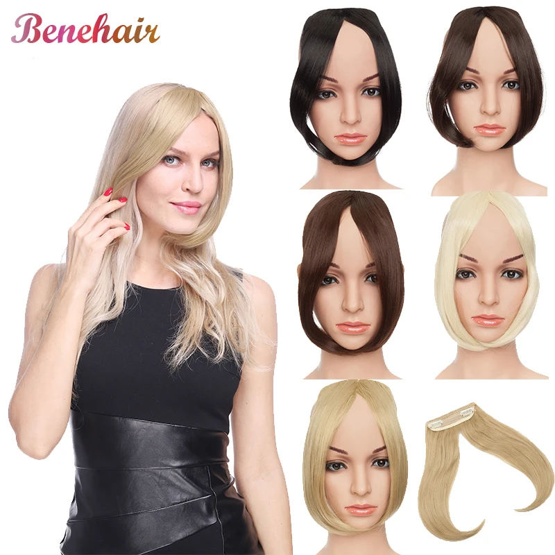 Orta kısımda BENEHAIR patlama klip patlama Hairpieces sentetik klip saç uzatma üst saç parçası kadınlar için sahte saç