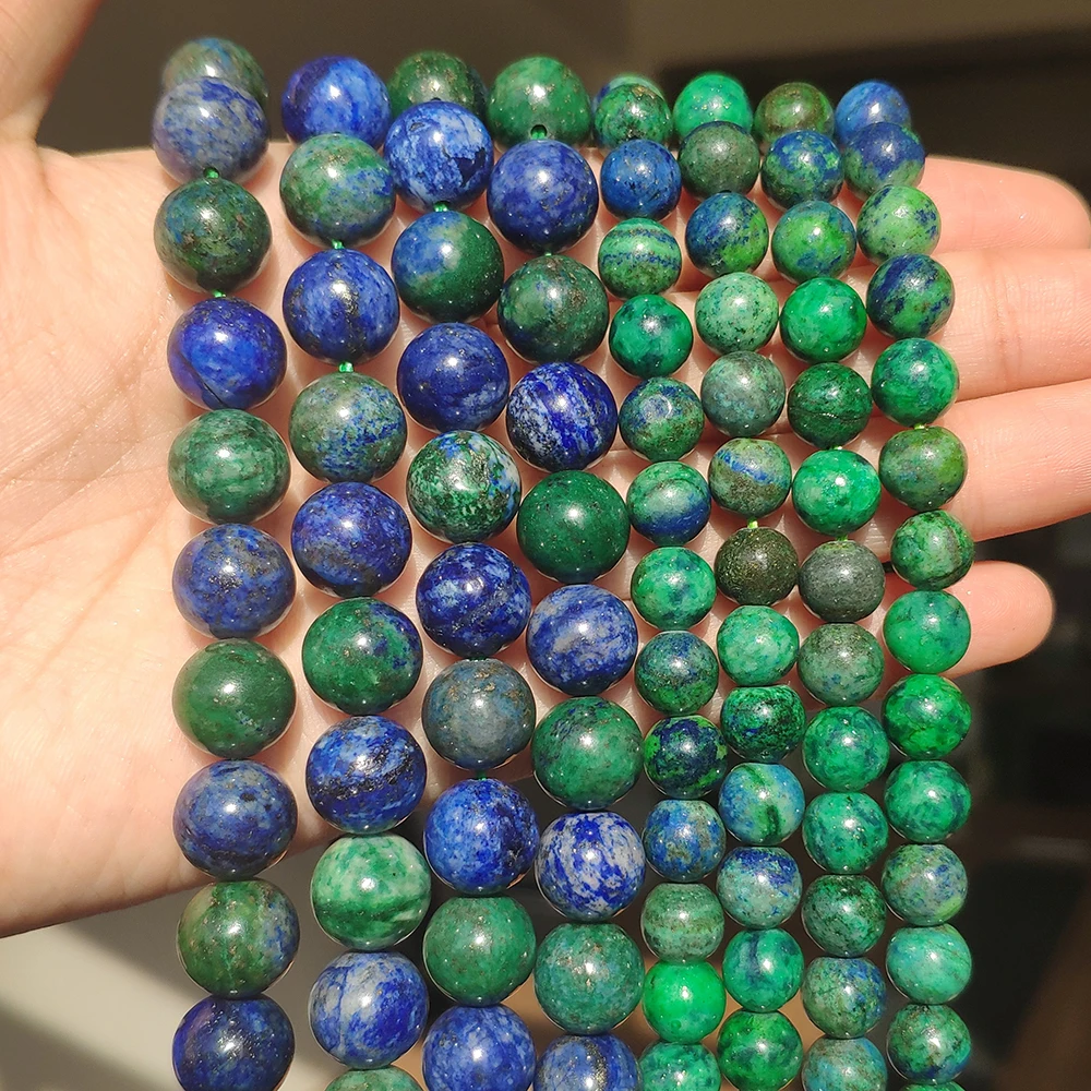 AAA Natural Stone Azurite Lapis Lazuli Malachite Round Loose Beads for DIY Bracelet Necklace Jewelry Making 15\