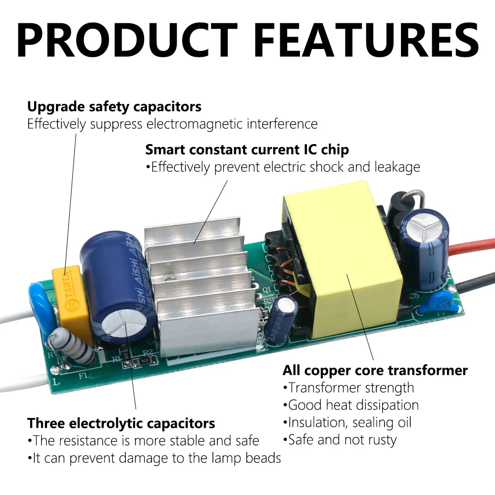 LED Driver No Flicker 40W 50W DC24-46V Power Supply Constant Current Control Lighting Transformer Bare board For LED Diode Lamp