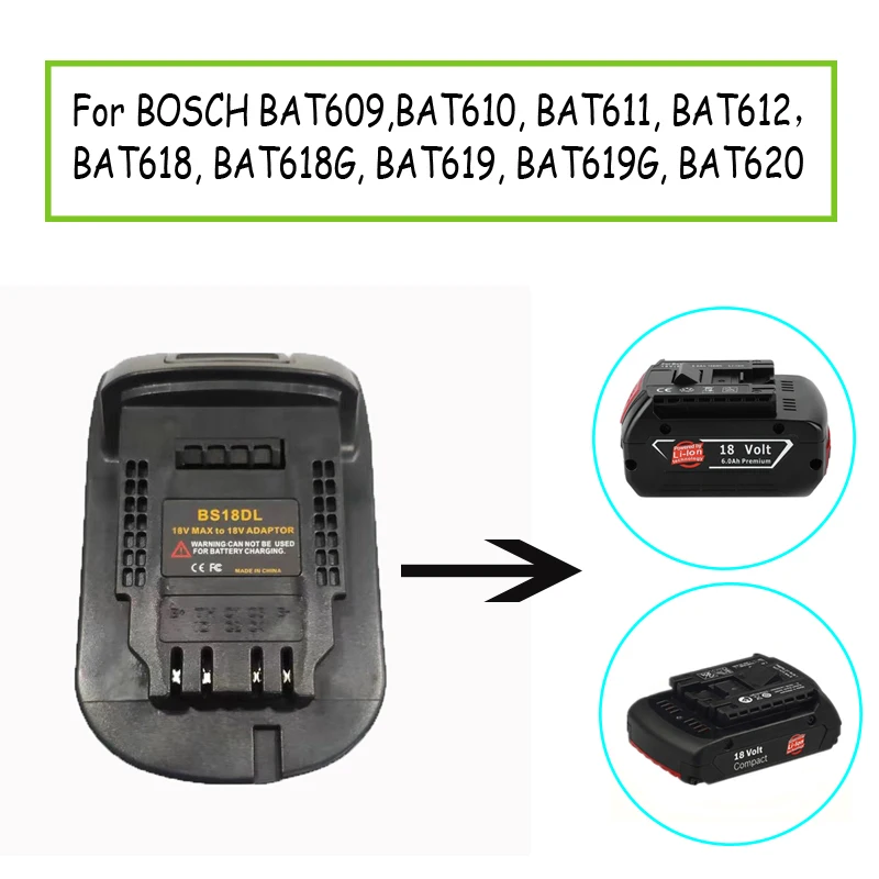 Imagem -02 - Bateria Adaptador Convertidor para Bosch Bateria Li-ion Bat609 Bateria de Lítio Dewalt 20v Max Bat610 Bat611 Bat611 Bat611 Bs18dl