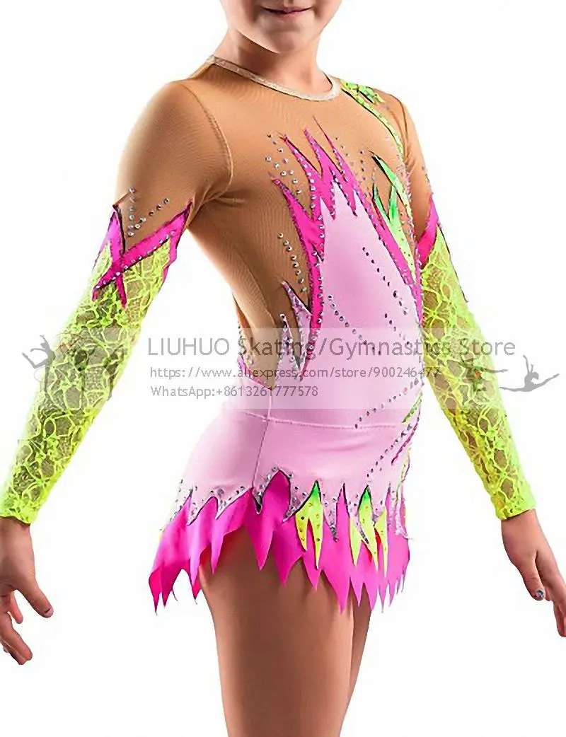 LIUHUO Figure Skating Dress Women's Girls Ice Skating Performance Rhythmic Gymnastics Competition Dance Leotard Artistic Costume