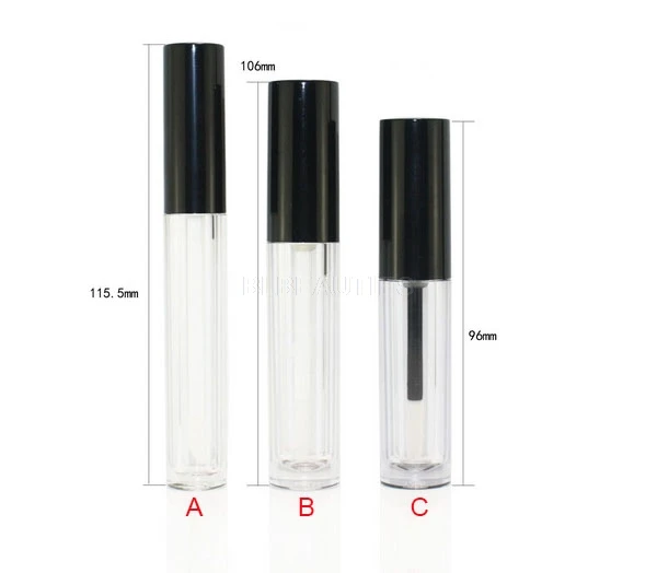 

Empty New 4ml Plastic Clear Lip Gloss Tubes Round Transparent Thick Lipgloss Tubes With Black Lids,Cosmetic Containers