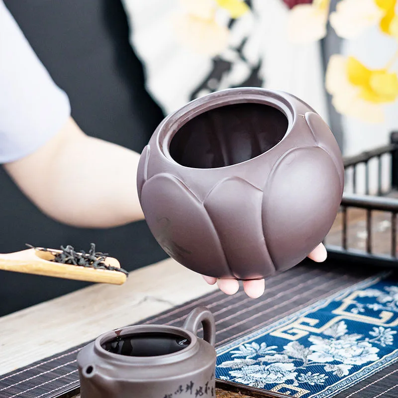 Raw Ore Purple Sand Tea Can Sealed Storage Tank Moisture-proof Tea Caddy Tea Set Accessories Snack Miscellaneous Storage Tank