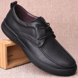 2024 New Genuine Leather Men's Casual Shoes Large Size 45 46 47 48 Widened Round Head British Lace-Up Handmade Men Shoes