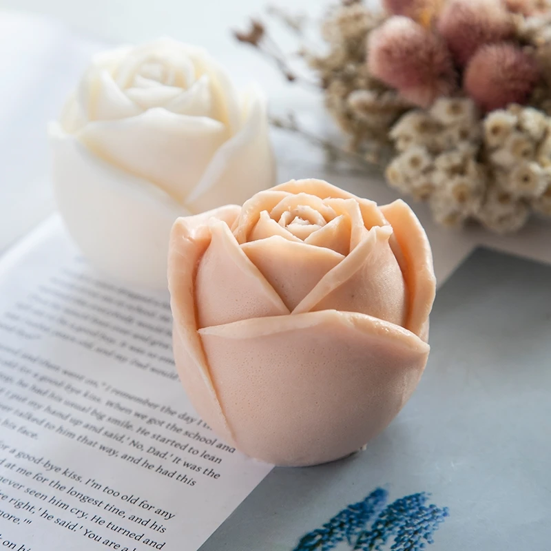 3D Rose Bud Flower Mold For Candle Mould Rose Aromatherapy Candle Silicone Molds DIY Gypsum Clay Craft Home Cake Decoration Mold