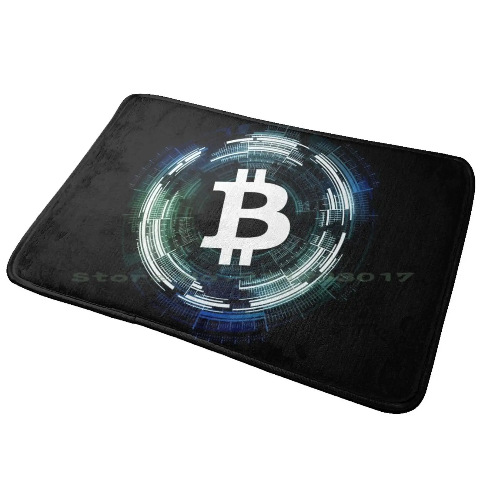 Bitcoin Logo Entrance Door Mat Bath Mat Rug Bitcoin Paypal Virtual Money Vr Logo Black Internet Dark Web Deep Web Anti-Slip