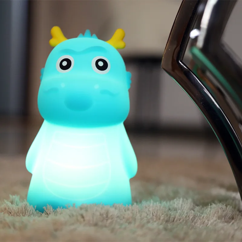 Rechargeable Silicone Dragon LED Night Light Touch Sensor Lightweight Baby Kindergarten Lights Children's Bedroom Home Decor