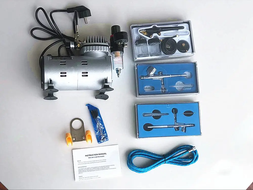 Imagem -02 - Kit de Aerógrafo e Compressor de ar Conjunto de Pistola de Pulverização Lixadeira Tatuagem Arte de Unha com Escova de Limpeza de Alta Qualidade