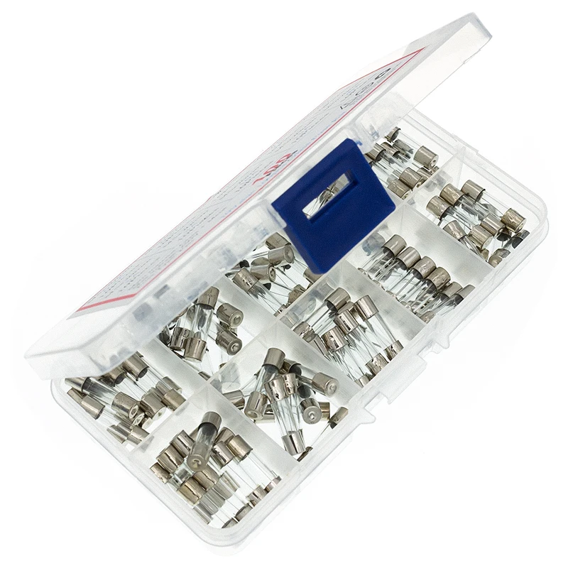 100Pcs/lot 5x20mm Quick Blow Glass Tube Fuse Assorted Kit Fast Blow Glass Fuses 250V 0.2 0.5 1 2 3 5 8 10 15 20A