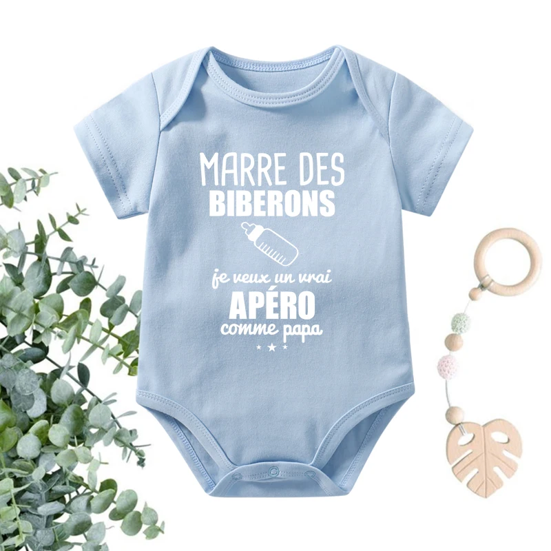 I Want a Real Aperitif Like Daddy Funny Baby Bodysuits Infant Cotton Short Sleeve Rompers Newborn Body Baby Boys Girls Onesies