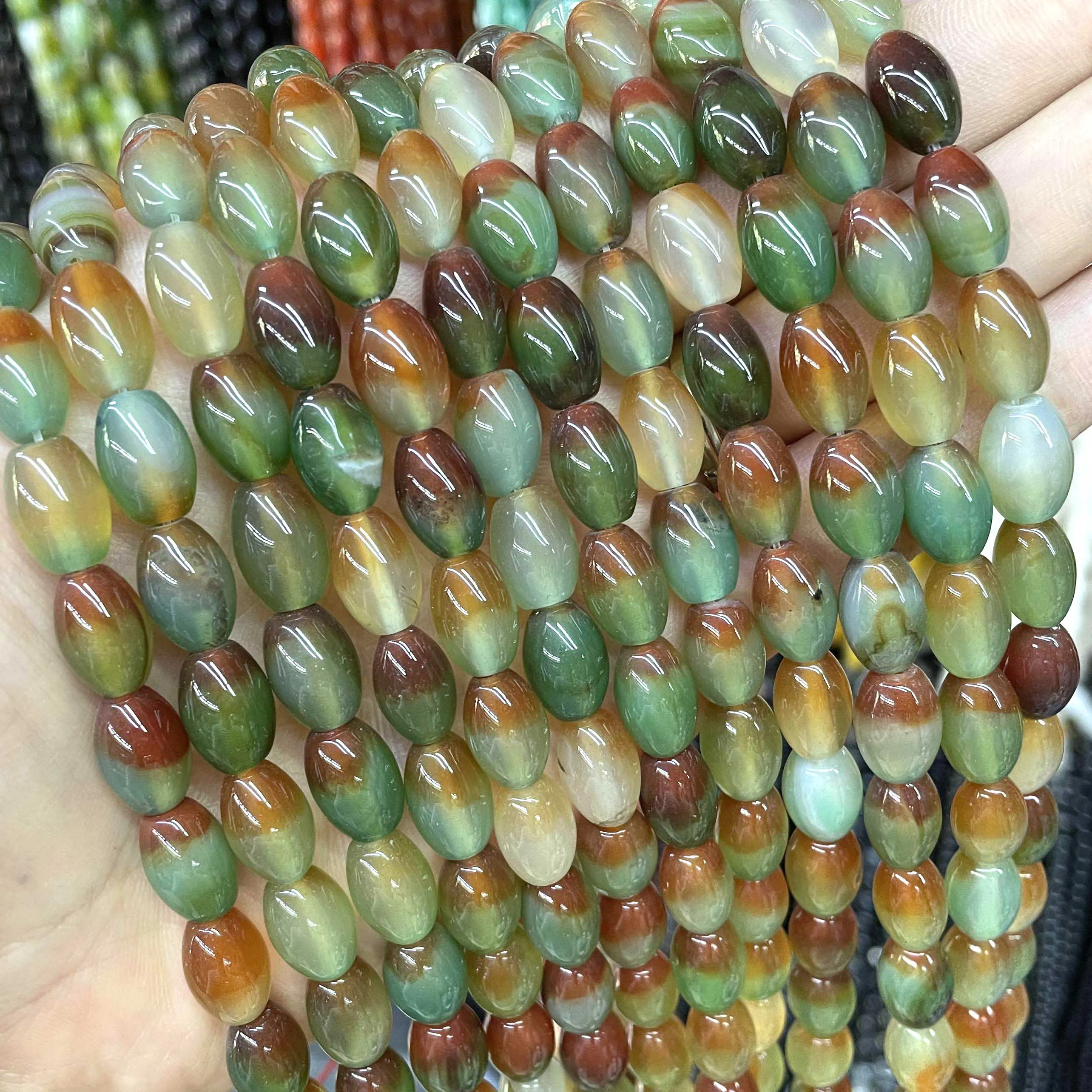 8*12mm Natural Rice Shape Colorful Agates Loose Spacer Beads For Jewelry Making Charm DIY Bracelet Necklace Accessories