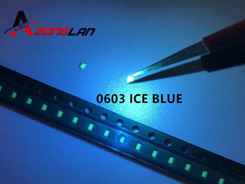 100pcs 0603 Ice Blue 1608 Ice Blue Clear Ultra Bright Blue SMD LED Indication