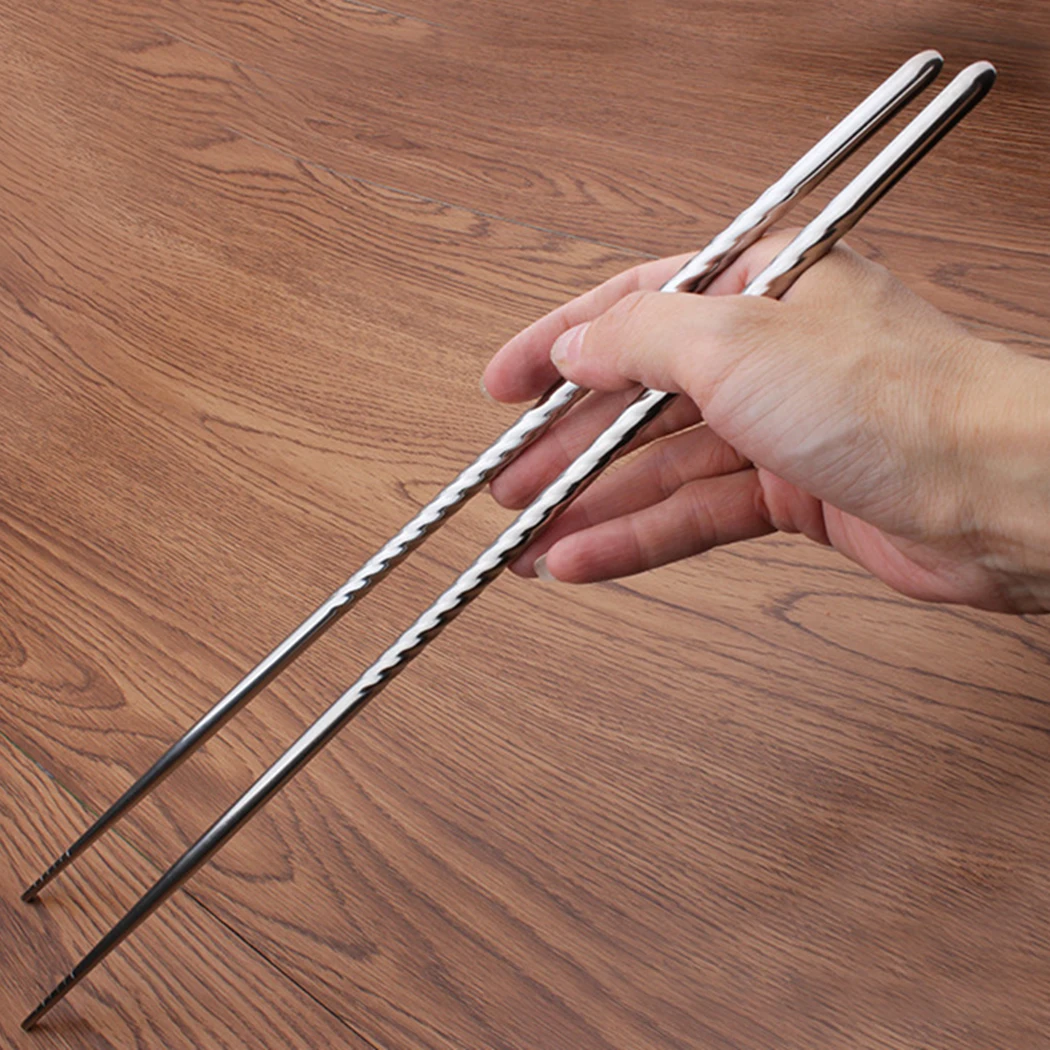 Frying Chopsticks Stainless Steel Lengthened Chopsticks Kitchen Chopsticks Long Chopsticks Non-Slip Chinese Chopsticks