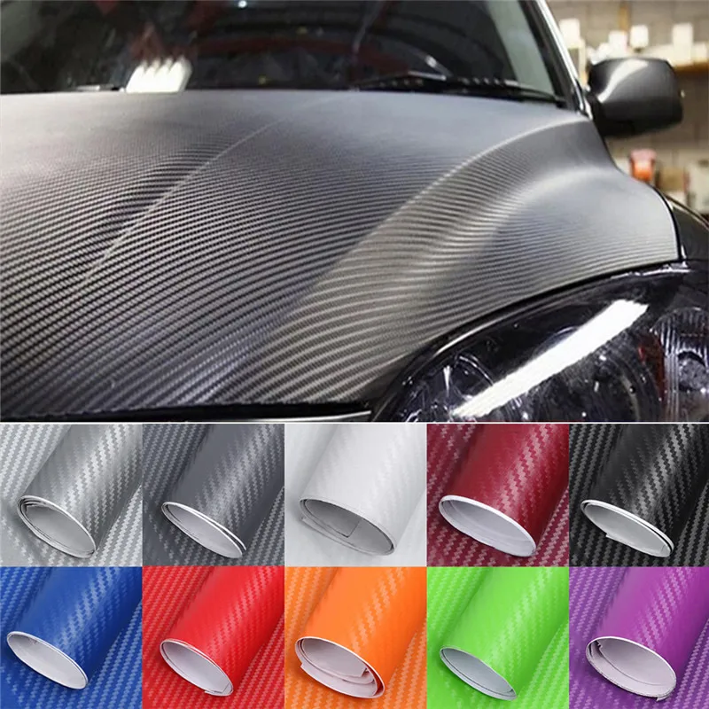 Car Styling 127 Cm * 10 Cm 3D Carbon Fiber Car Color Film Body Sticker Car Decoration Stickers DIY Car Tuning Auto Accessories