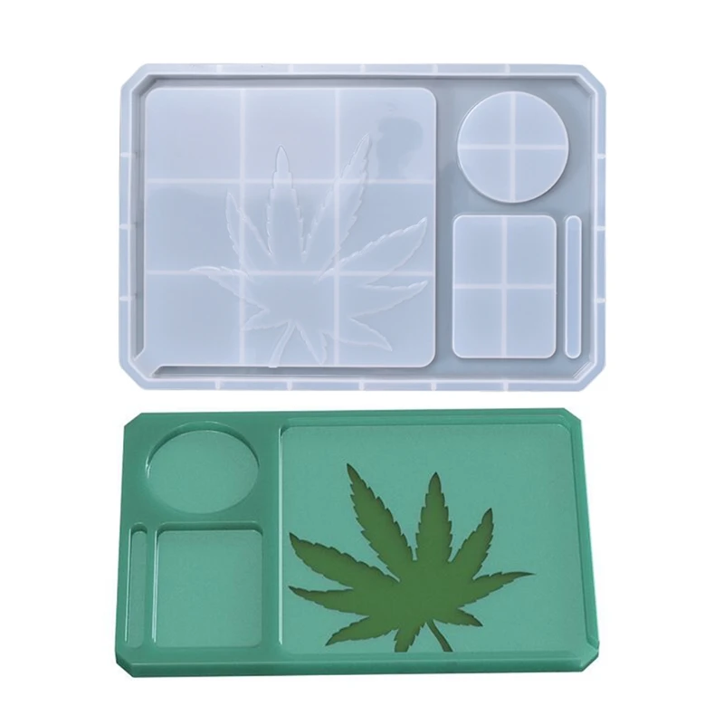 Maple Leaf Silicone Palette Resin Mold Rolling Pallet Mold Storage Box Casting Large Serving Board Pallet Mold