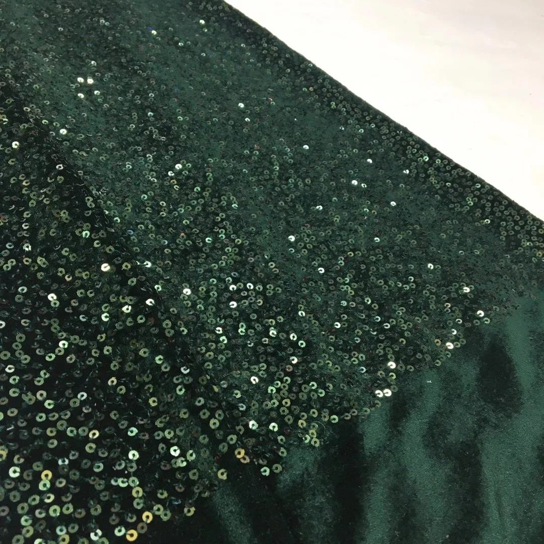 

6 colors (5yards/pc) Emerald green African velvet lace fabric with bling bling sequins embroidery soft smooth for dress FSS372