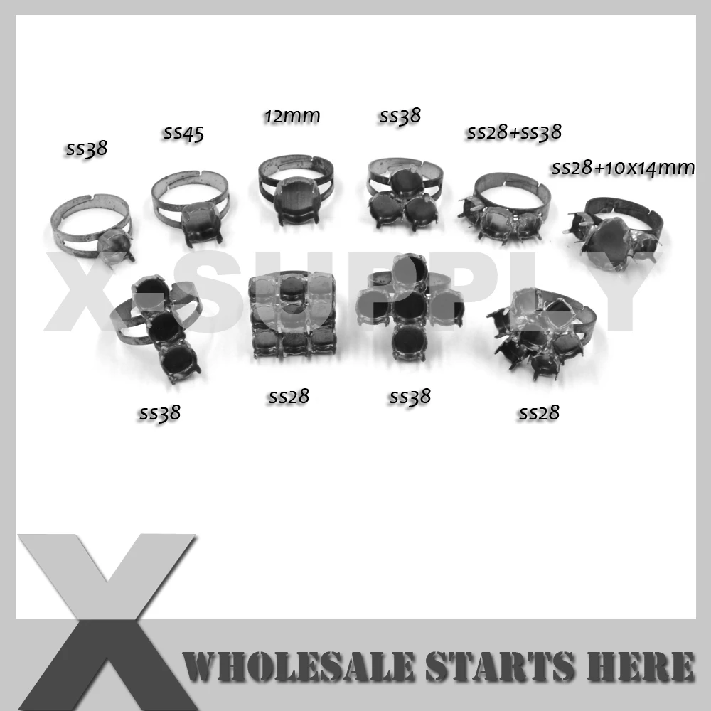 

Metal Empty Ring Settings For DIY Jewelry Decorations,1122 or 1088 Crystal Rhinestone,Glass Chatons
