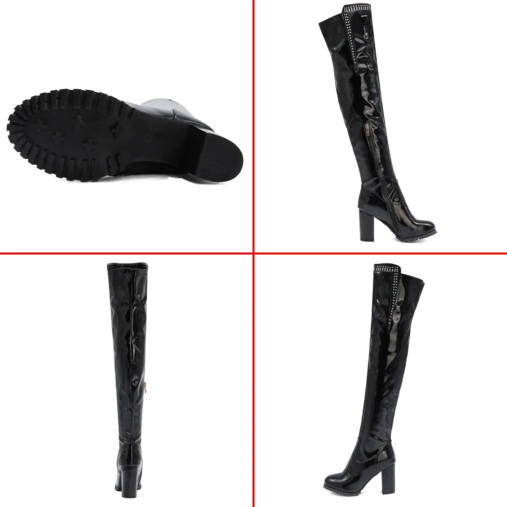 Black High Heels Over The Knee Boots Women Platform Thigh High Boots Spring Autumn Shoes Long Boots Botas Invierno Mujer White