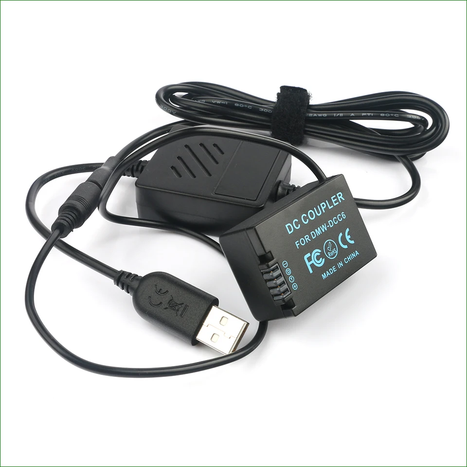5V USB To DMW-BMB9 Dummy Battery DMW-DCC6 Power Bank USB Cable for