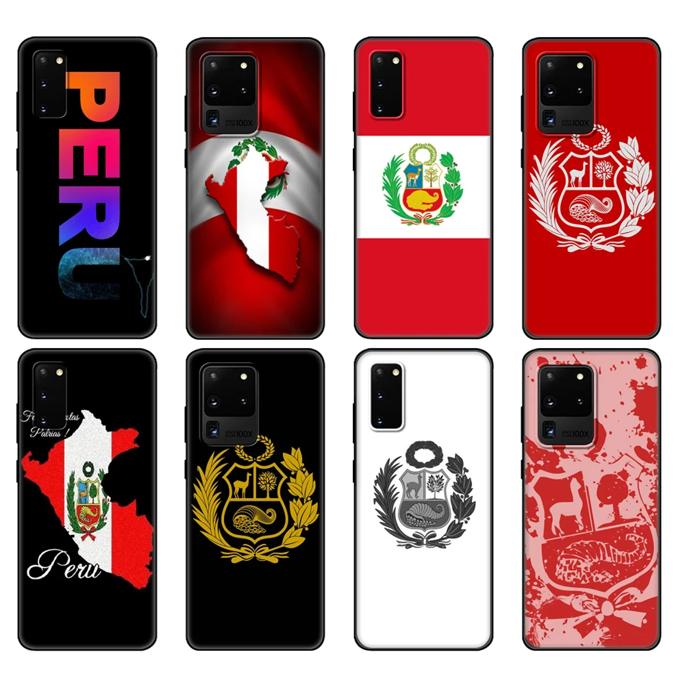 Black tpu Case For Samsung galaxy S20 /S20 PLUS/S20 ultra/S20+ /S20FE back cover Peru Flag